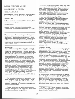 FAMILY STRUCTURE AND ITS RELATIONSHIP TO TRAVEL