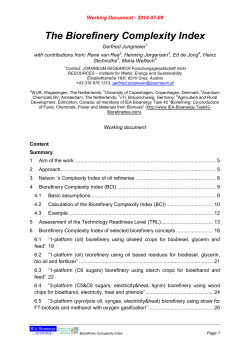 The Biorefinery Complexity Index