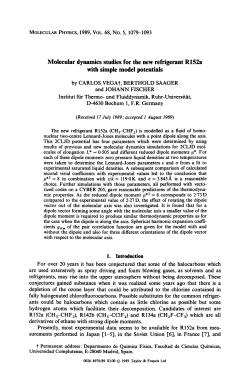 Molecular dynamics studies for the new refrigerant R152a with