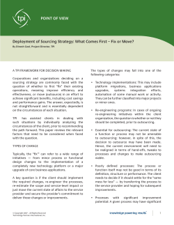 Deployment of Sourcing Strategy: What Comes First
