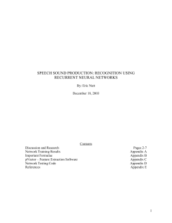 SPEECH SOUND PRODUCTION: RECOGNITION USING