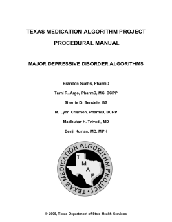 Major Depression Disorder Treatment Algorithms (TMAP)