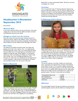 Headteacher`s Newsletter September 2015