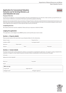 Application for concessional valuation: Exclusive use for farming