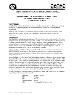 ADVERSE FOOD REACTIONS &ndash; RETAIL FOOD OPERATIONS
