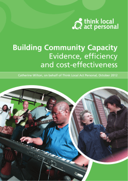 Building Community Capacity Evidence, efficiency and cost