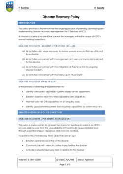 IT Services Disaster Recovery Policy