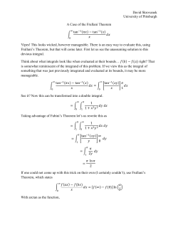 David Skrovanek University of Pittsburgh A Case of the Frullani