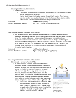 Electrochemistry I