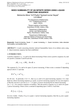 SUMMABILITY OF AN INFINITE SERIES USING &delta;-QUASI