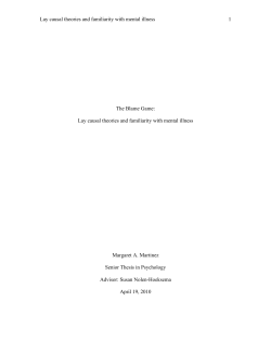 Lay causal theories and familiarity with mental illness 1 The Blame