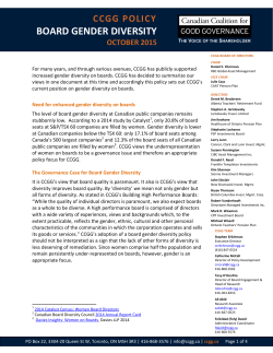 board gender diversity - the Canadian Coalition for Good Governance