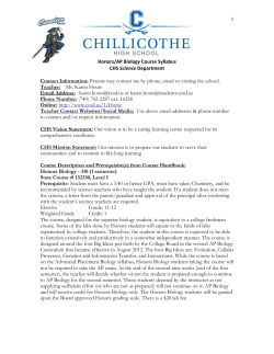 Honors-AP Biology - Chillicothe City Schools