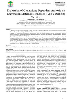 Evaluation of Glutathione Dependant Antioxidant Enzymes in