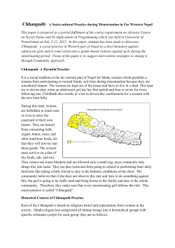 Chhaupadi: A Socio-cultural Practice during Menstruation in Far