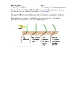 Plant Tropisms Name: Chapter 39 Reading Guide Period:______