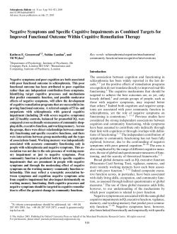 Negative Symptoms and Specific Cognitive