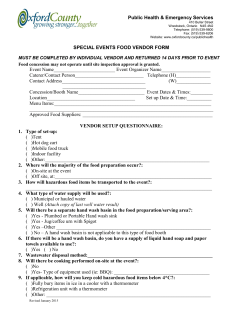 Special Events Food Vendor Form