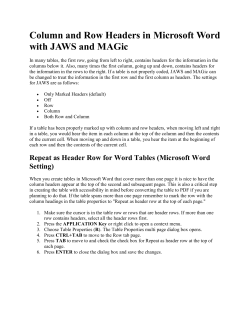 Column and Row Headers in Microsoft Word with JAWS and MAGic