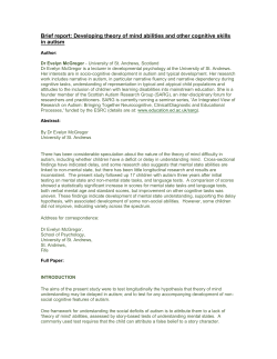 Brief report: Developing theory of mind abilities and other cognitive