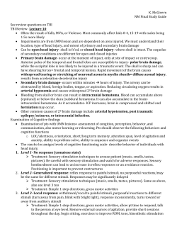K. McGivern NM Final Study Guide See review questions on TBI TBI