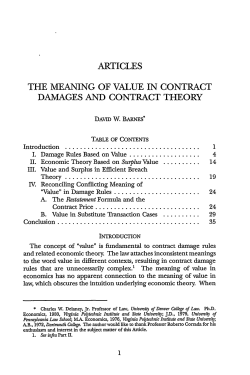 articles the meaning of value in contract damages and contract theory