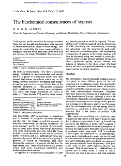 The biochemical consequences of hypoxia