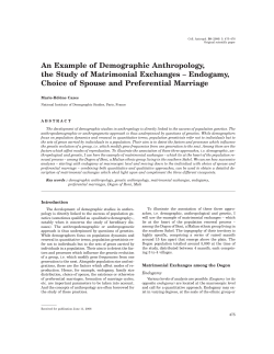 An Example of Demographic Anthropology, the Study of Matrimonial