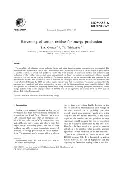 Harvesting of cotton residue for energy production