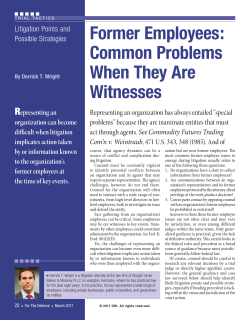 Litigation Points and Possible Strategies: Former Employees