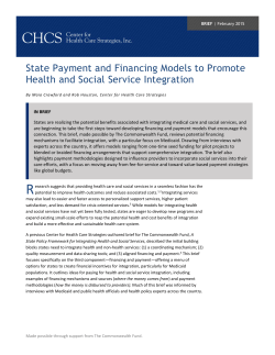 State Payment and Financing Models to Promote Health and Social