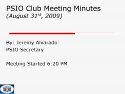 PSIO Club Meeting Minutes (August 31st, 2009)
