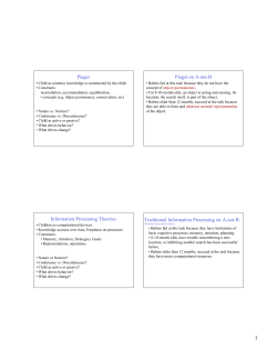Piaget Piaget on A-not-B Information Processing Theories