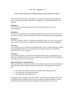 Row/Column Dominance Relationships in Prime Implicant Tables