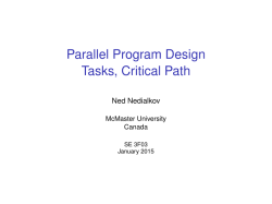 Parallel Program Design Tasks, Critical Path