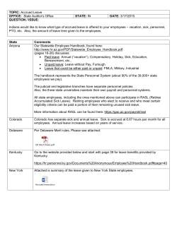 TOPIC: Accrued Leave OFFICE: State Auditor`s Office STATE: IN
