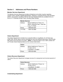 Section 1. Addresses and Phone Numbers
