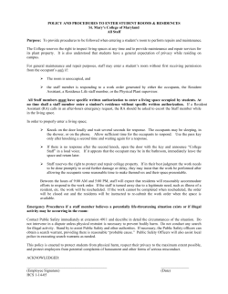 Entering Student Rooms Policy - St. Mary`s College of Maryland