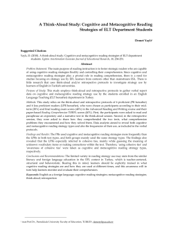 A Think-Aloud Study: Cognitive and Metacognitive Reading