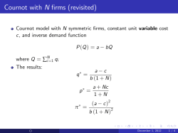 Cournot with N firms (revisited)
