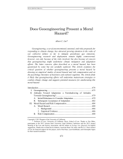 Does Geoengineering Present a Moral Hazard?