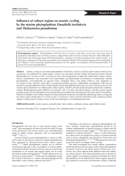 Influence of culture regime on arsenic cycling by the marine