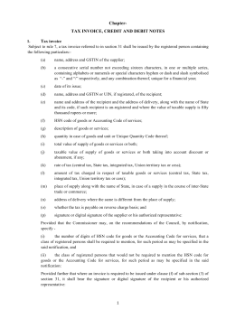 Chapter- TAX INVOICE, CREDIT AND DEBIT NOTES