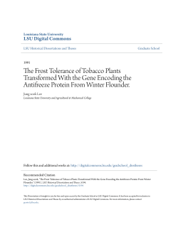The Frost Tolerance of Tobacco Plants Transformed With the Gene