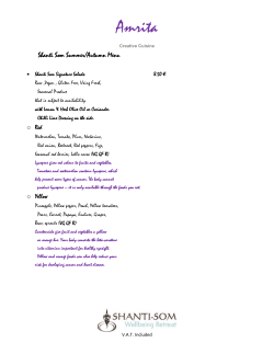 Shanti Som Summer/Autumn Menu