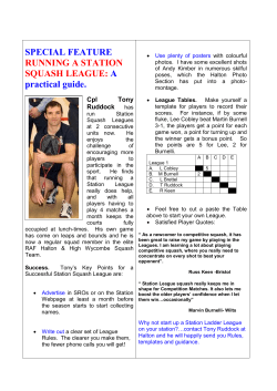 SPECIAL FEATURE RUNNING A STATION SQUASH LEAGUE: A