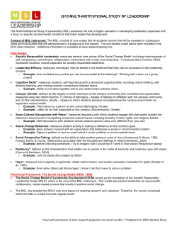 MSL Summary of Overall Findings from 2015