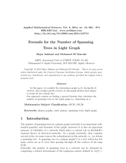 Formula for the Number of Spanning Trees in Light Graph