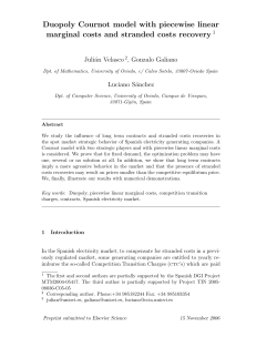 Duopoly Cournot model with piecewise linear marginal costs and