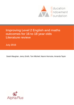 Improving Level 2 English and maths outcomes for 16 to 18 year